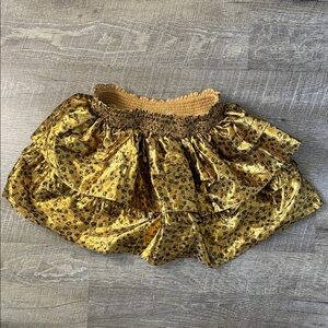 Girls Love Shack Fancy Gold Floral Tiered Ruffle Skirt Size 12Y